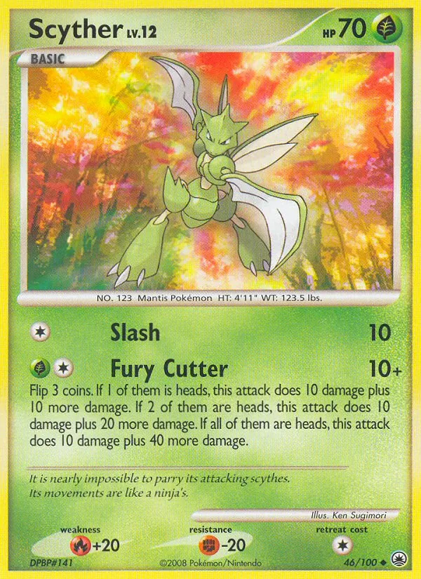 Scyther card from Majestic Dawn, number 46/100