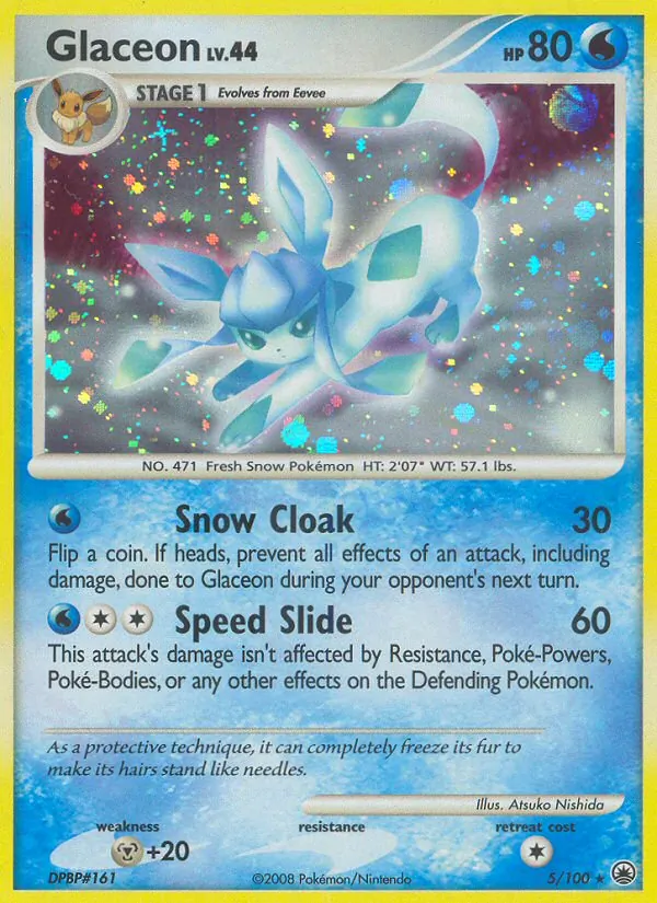 Glaceon card from Majestic Dawn, number 5/100