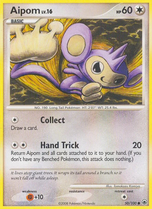 Aipom card from Majestic Dawn, number 50/100
