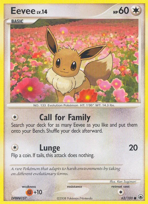 Eevee card from Majestic Dawn, number 62/100