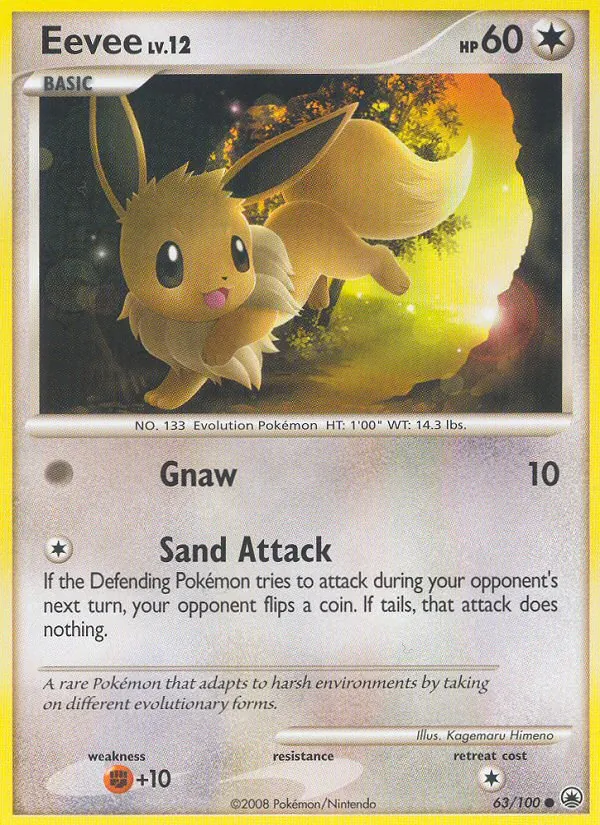 Eevee card from Majestic Dawn, number 63/100