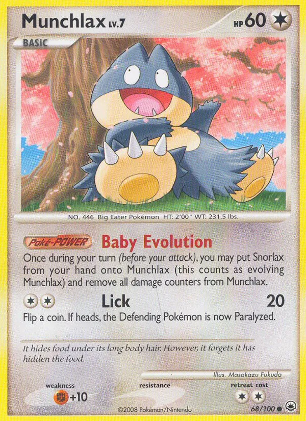 Munchlax card from Majestic Dawn, number 68/100