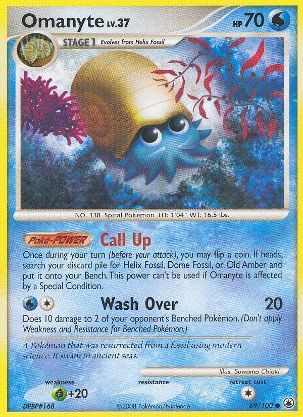 Omanyte card from Majestic Dawn, number 69/100