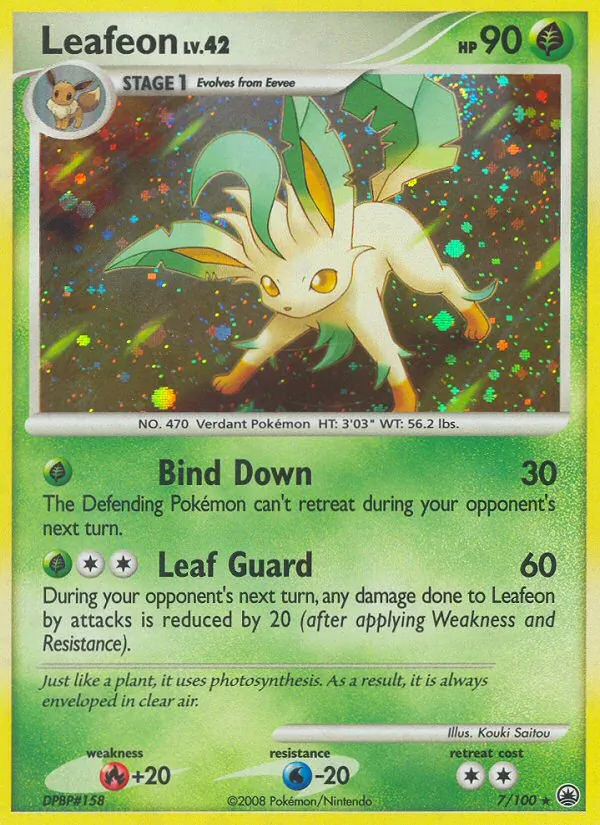 Leafeon card from Majestic Dawn, number 7/100