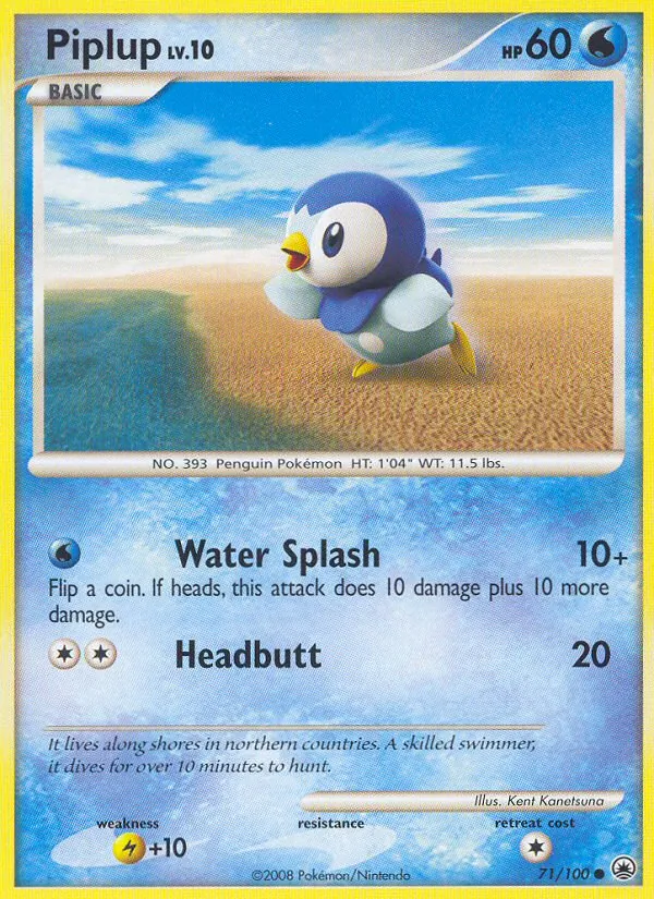Piplup card from Majestic Dawn, number 71/100