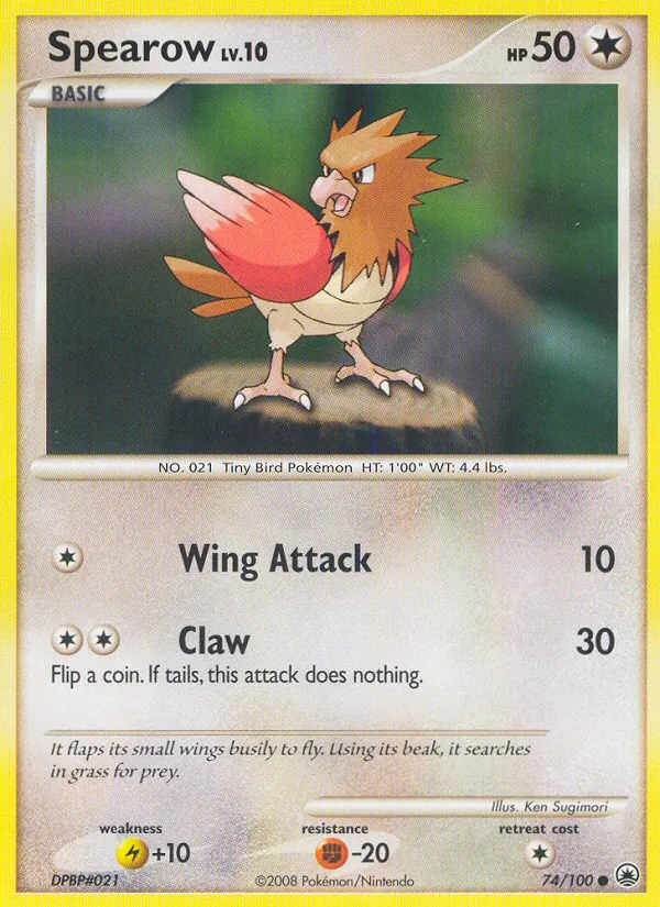 Spearow card from Majestic Dawn, number 74/100