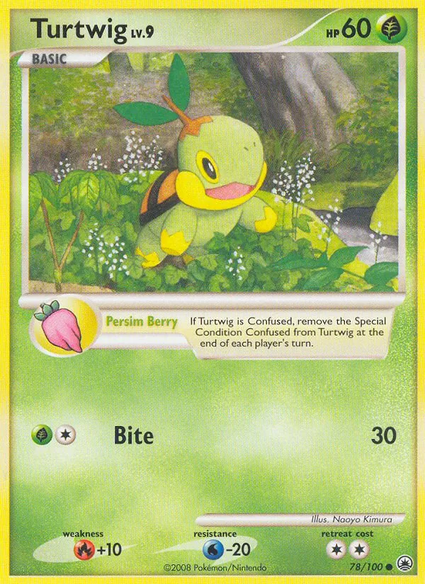 Turtwig card from Majestic Dawn, number 78/100