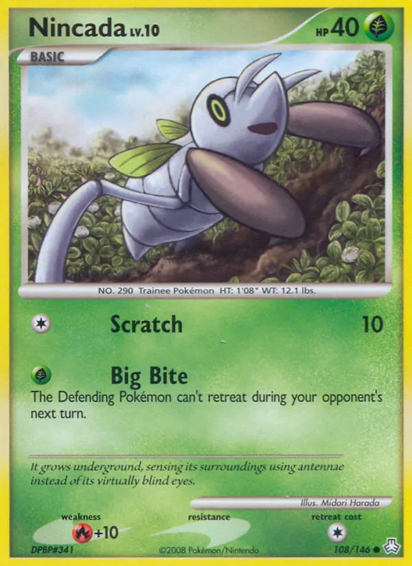 Nincada card from Legends Awakened, number 108/146