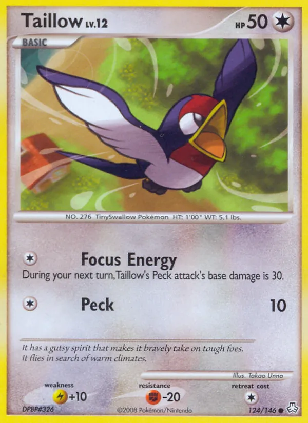 Taillow card from Legends Awakened, number 124/146