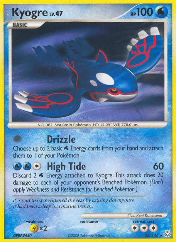Kyogre card from Legends Awakened, number 32/146