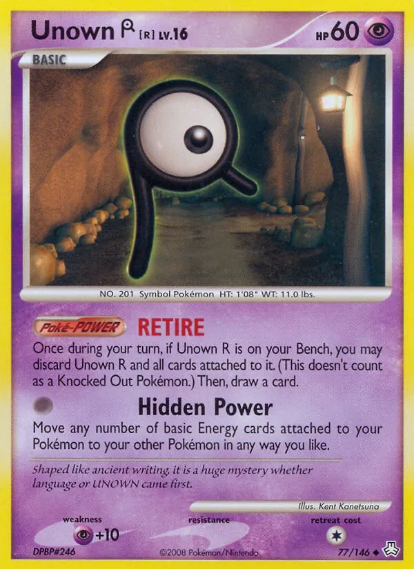 Unown R card from Legends Awakened, number 77/146