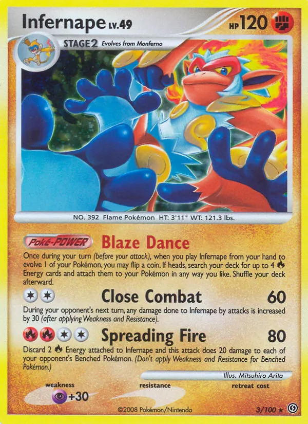 Infernape card from Stormfront, number 3/100