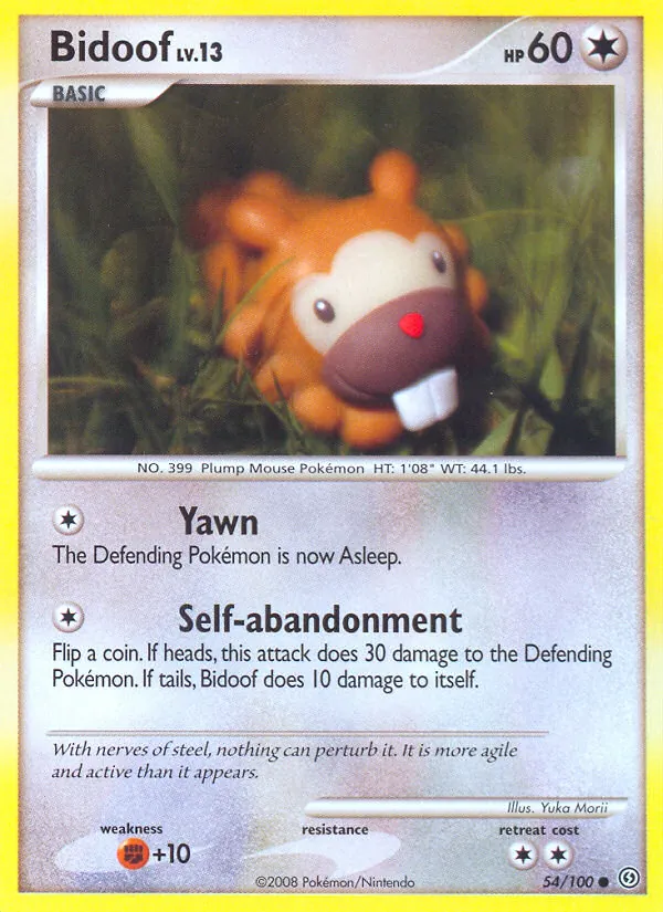 Bidoof card from Stormfront, number 54/100