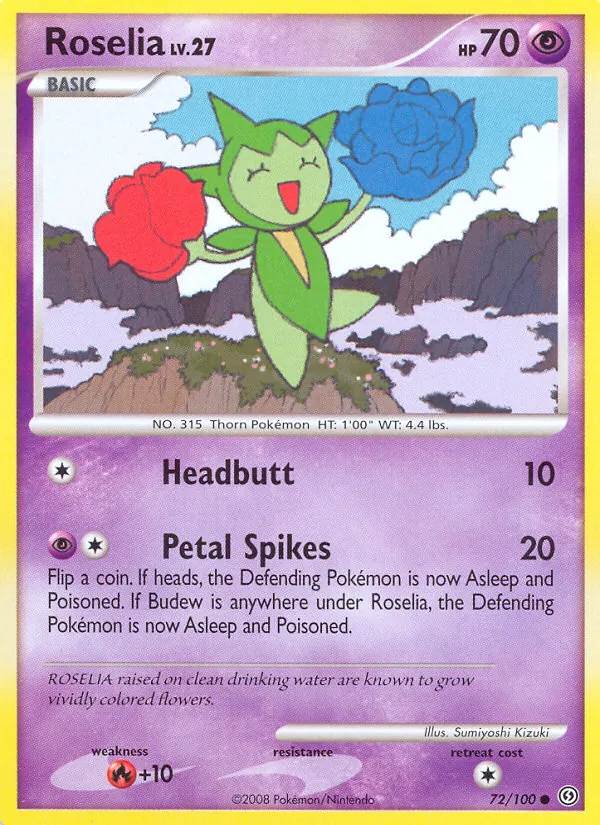 Roselia card from Stormfront, number 72/100