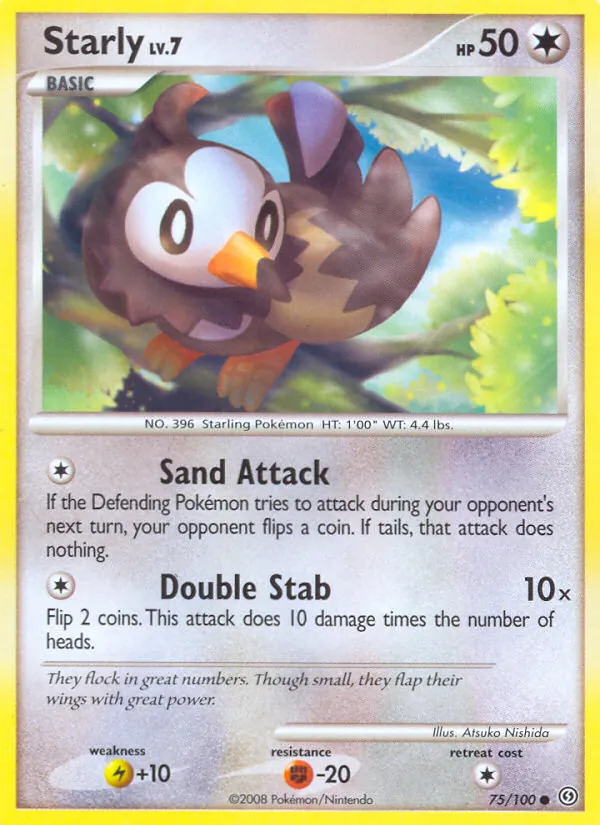 Starly card from Stormfront, number 75/100