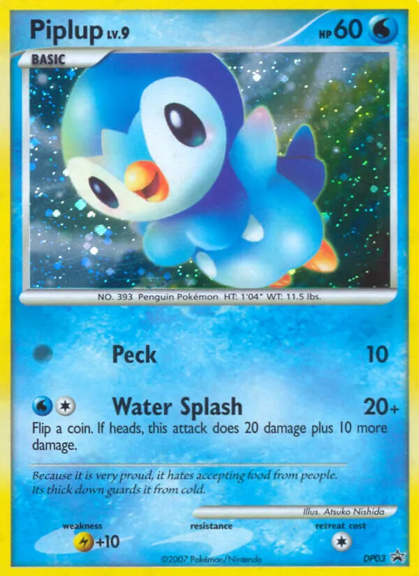 Kaart Piplup uit DP Black Star Promos, nummer DP03/56