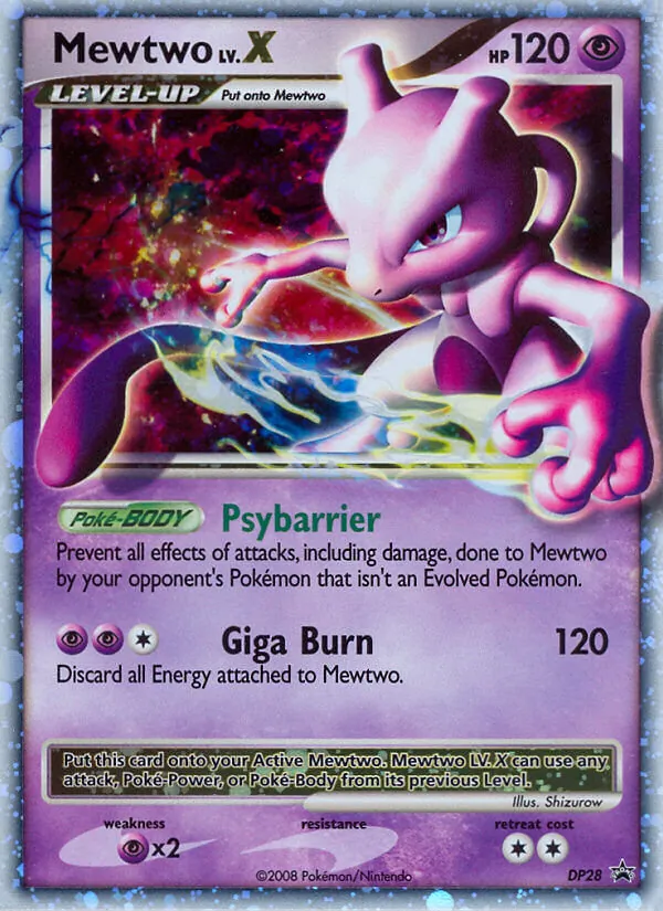Kartu Mewtwo dari DP Black Star Promos, nomor DP28/56