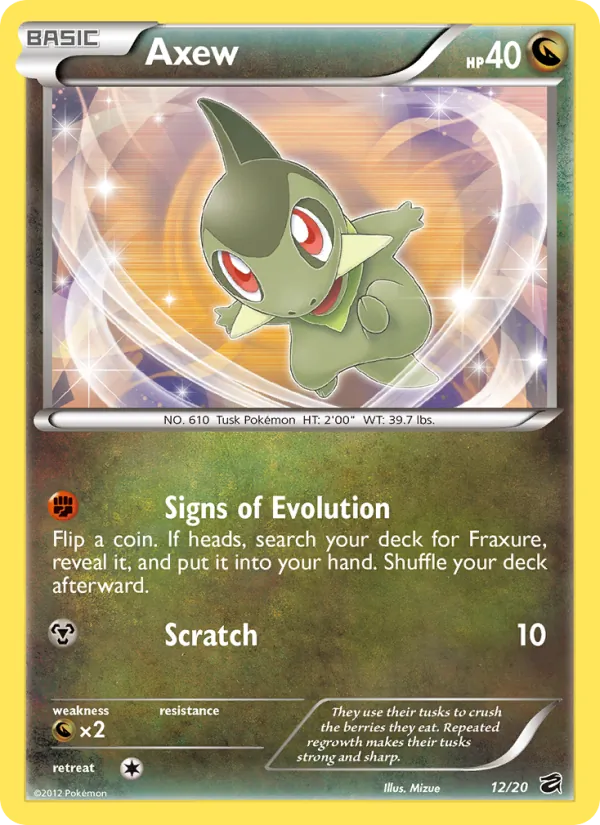 Kartu Axew dari Dragon Vault, nomor 12/20