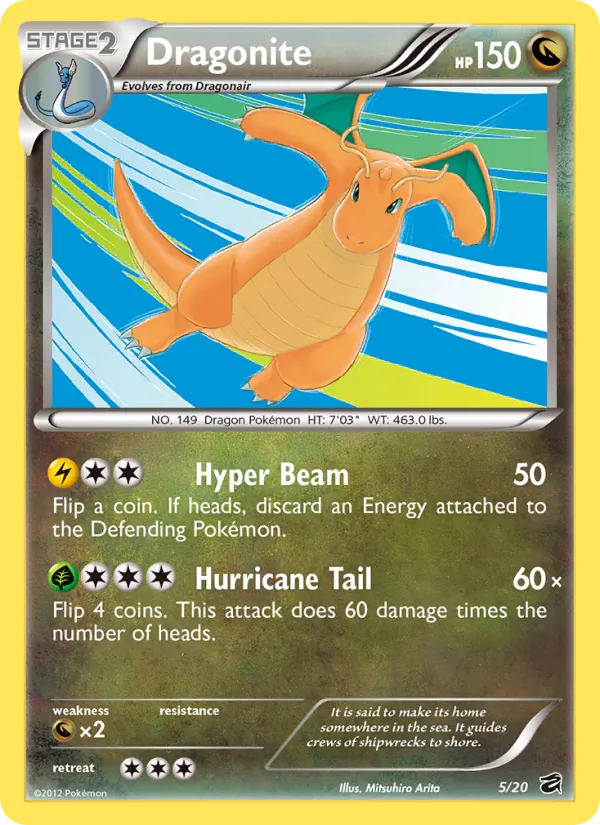 Dragonite card from Dragon Vault, number 5/20