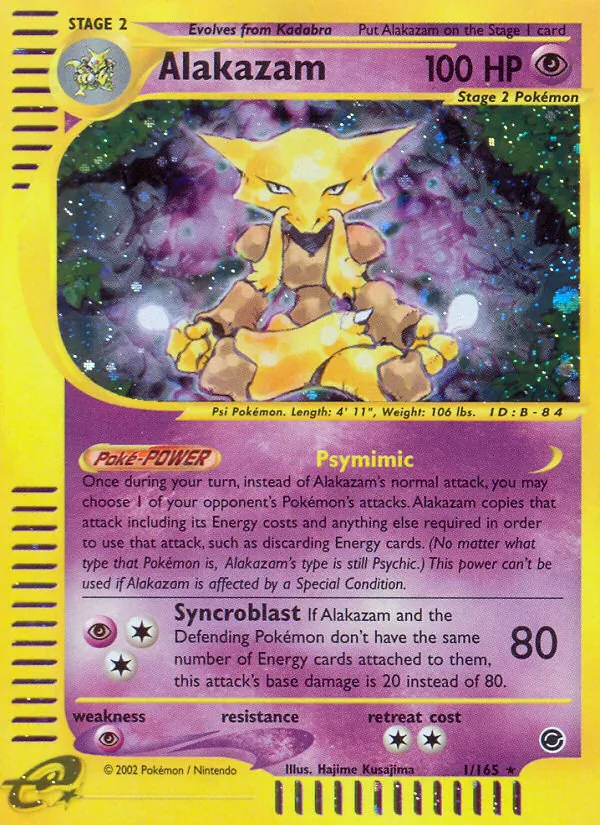 Kartu Alakazam dari Expedition Base Set, nomor 1/165