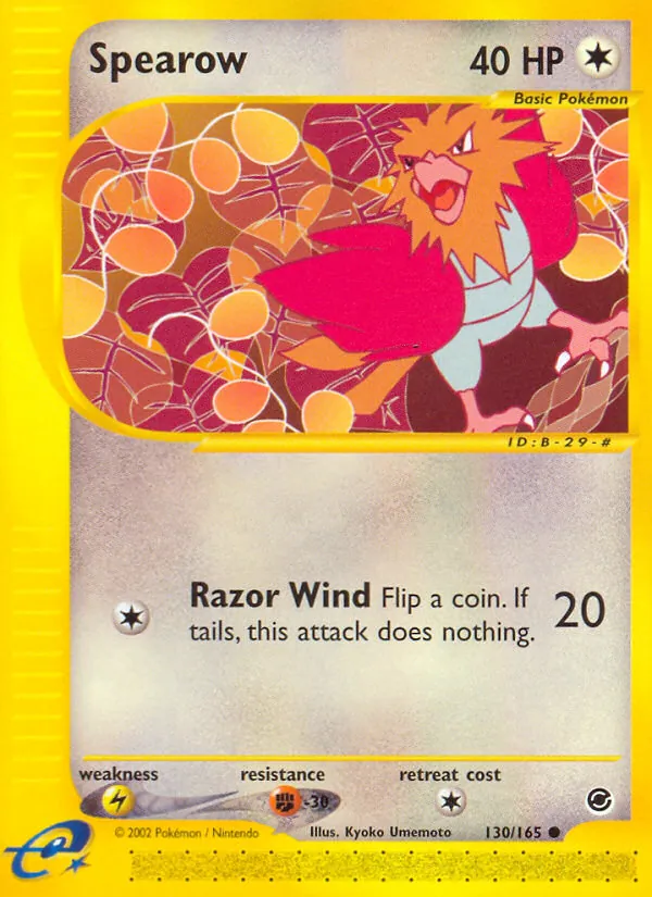Kartu Spearow dari Expedition Base Set, nomor 130/165