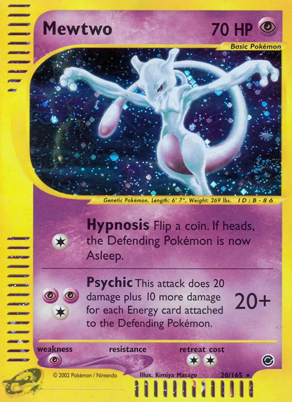Mewtwo card from Expedition Base Set, number 20/165