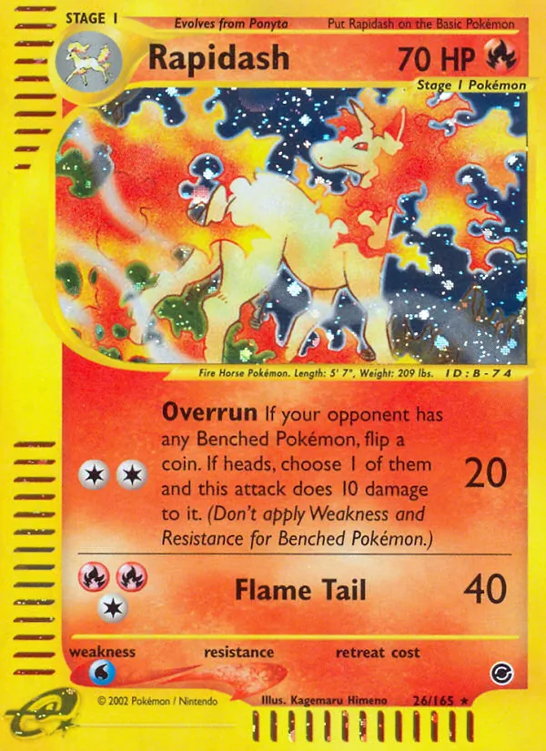 Carta Rapidash de la expansión Expedition Base Set, número 26/165
