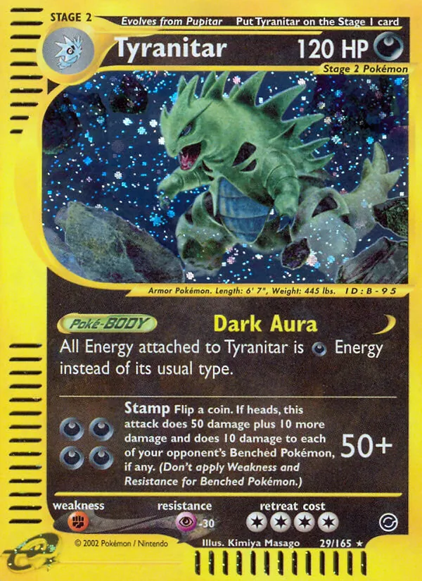 Kaart Tyranitar uit Expedition Base Set, nummer 29/165