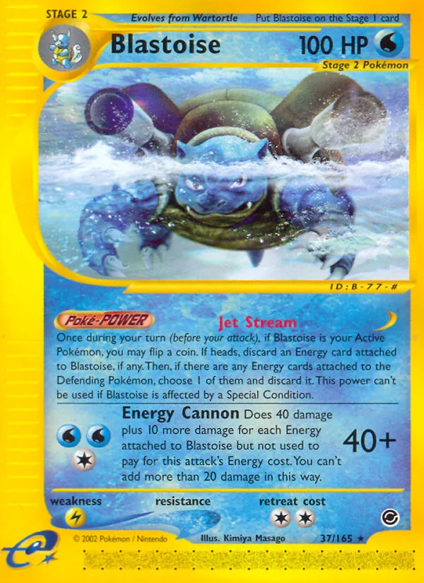 Kaart Blastoise uit Expedition Base Set, nummer 37/165