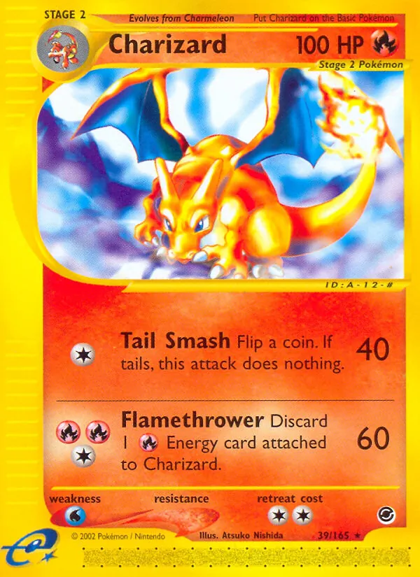 Charizard card from Expedition Base Set, number 39/165