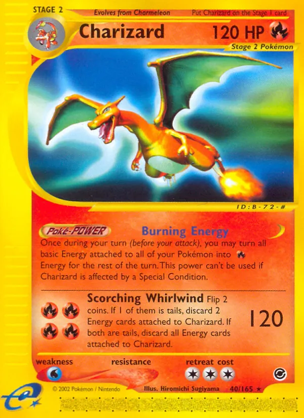 Kartu Charizard dari Expedition Base Set, nomor 40/165