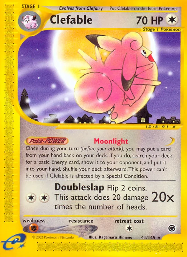 Kartu Clefable dari Expedition Base Set, nomor 41/165