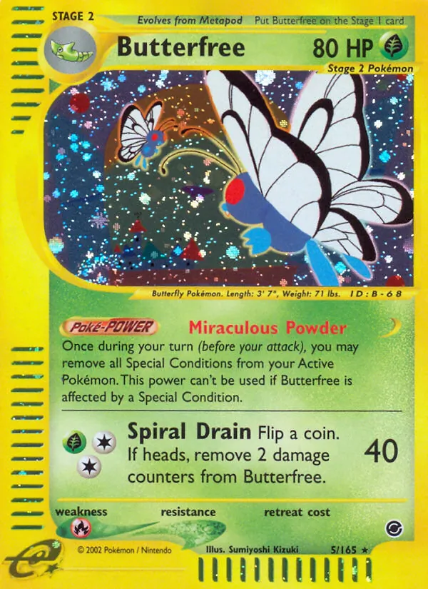 Kaart Butterfree uit Expedition Base Set, nummer 5/165