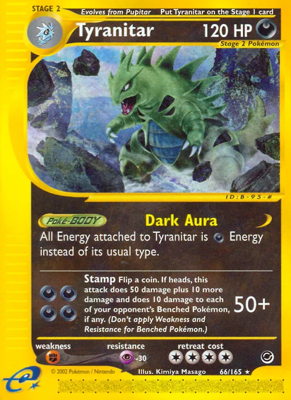 Kartu Tyranitar dari Expedition Base Set, nomor 66/165