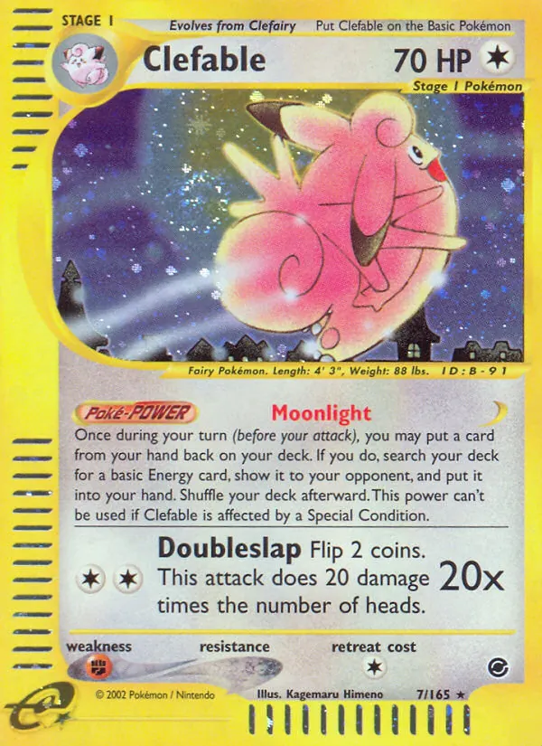 Kartu Clefable dari Expedition Base Set, nomor 7/165