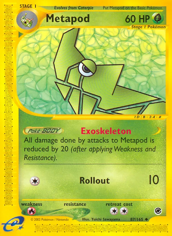 Kaart Metapod uit Expedition Base Set, nummer 87/165