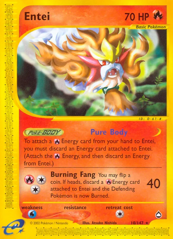 Entei card from Aquapolis, number 10/147