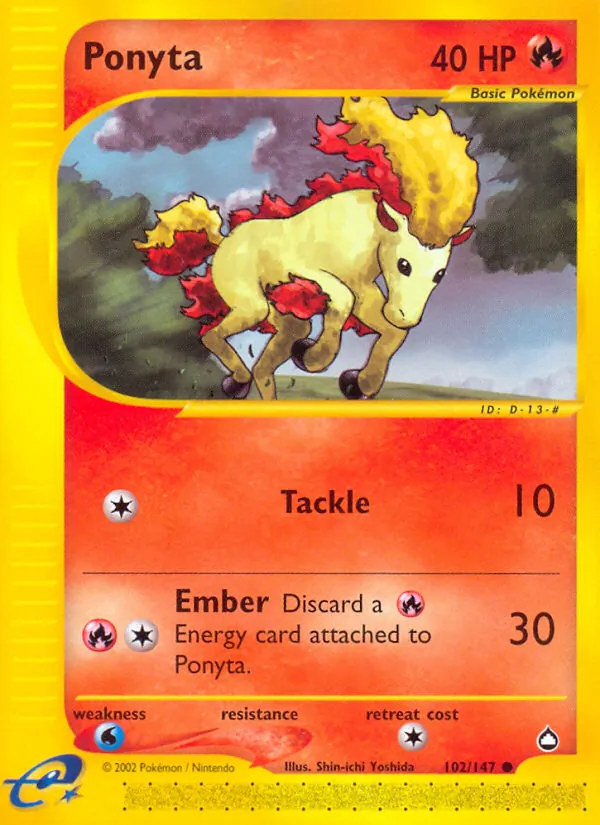 Ponyta card from Aquapolis, number 102/147