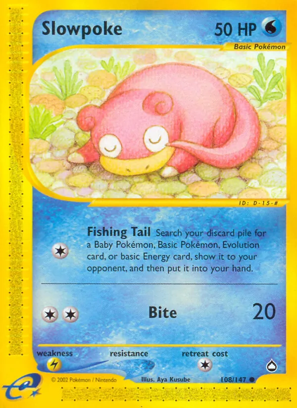 Slowpoke card from Aquapolis, number 108/147