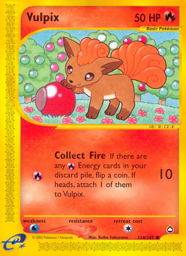 Vulpix card from Aquapolis, number 116/147