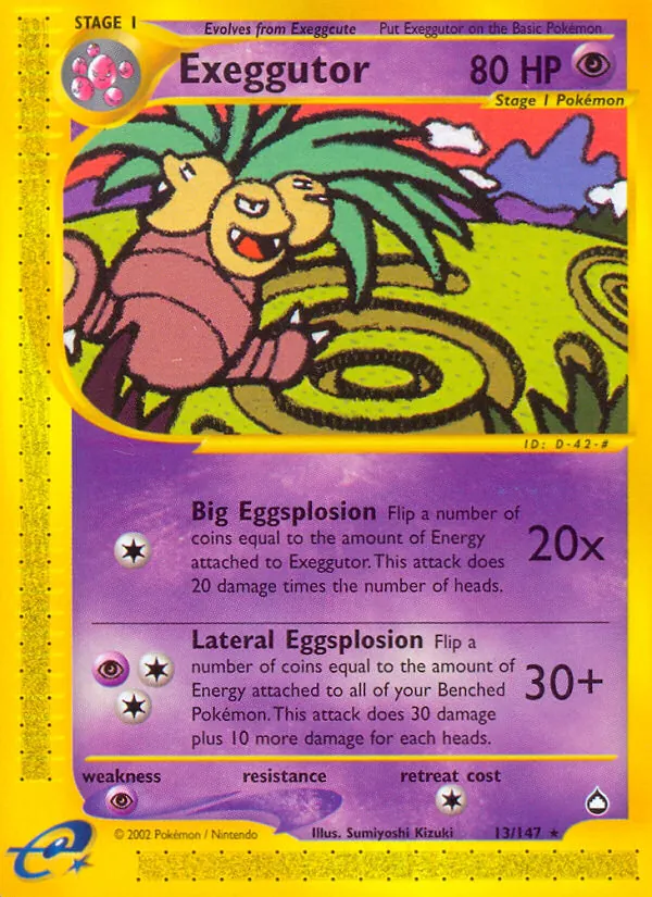 Exeggutor card from Aquapolis, number 13/147