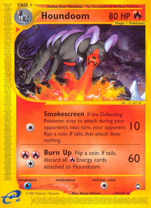 Houndoom card from Aquapolis, number 14/147
