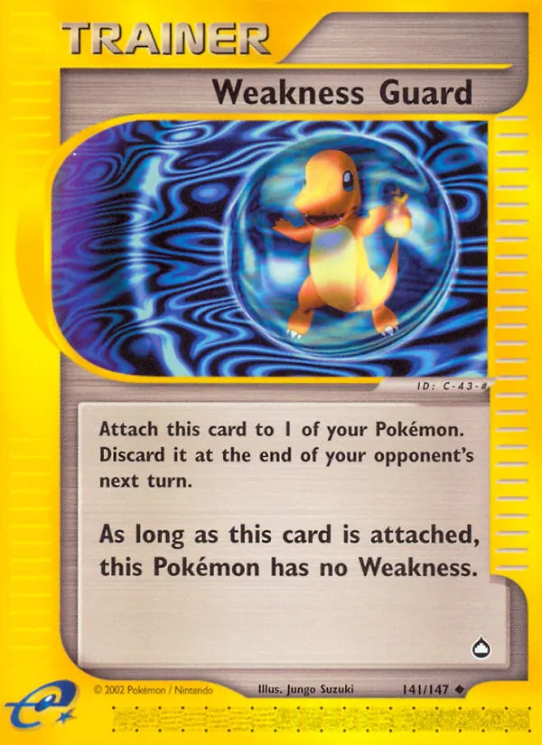 Weakness Guard card from Aquapolis, number 141/147