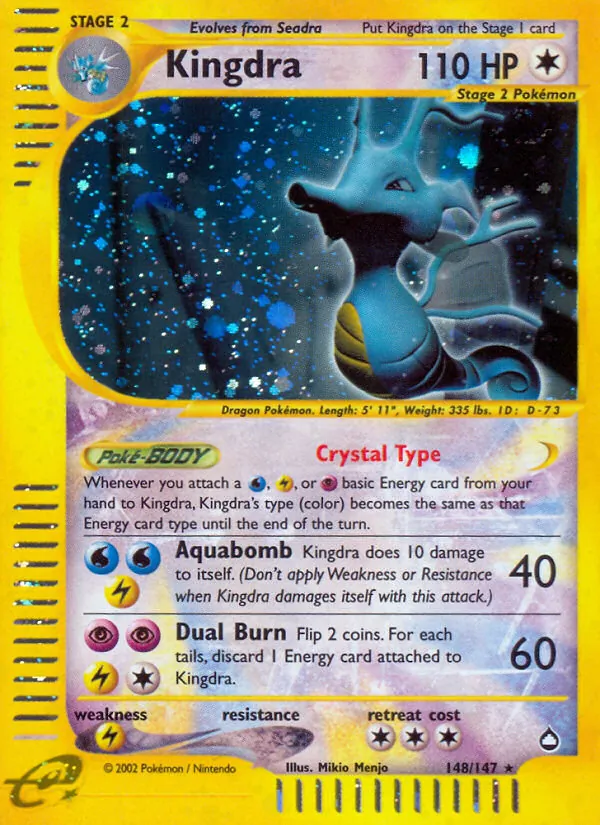 Kingdra card from Aquapolis, number 148/147