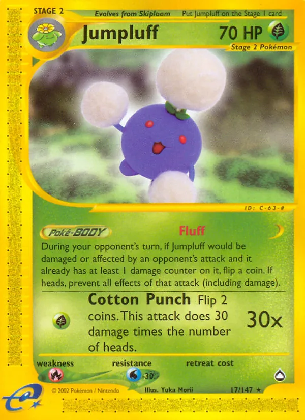 Jumpluff card from Aquapolis, number 17/147