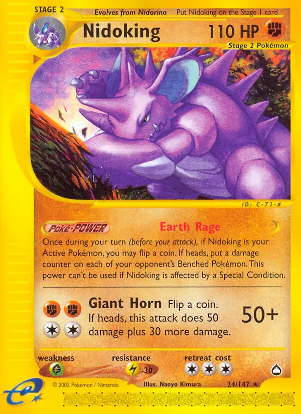Nidoking card from Aquapolis, number 24/147