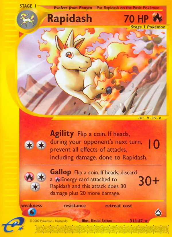 Rapidash card from Aquapolis, number 31/147