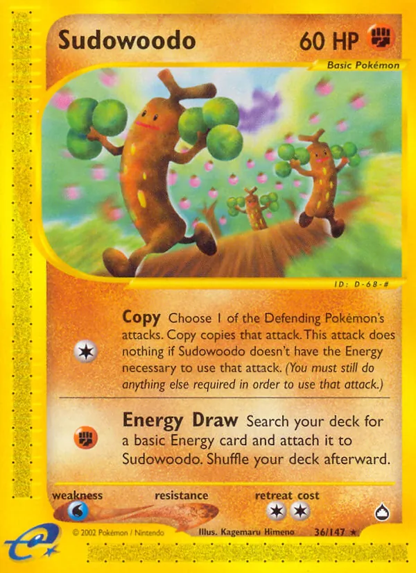 Sudowoodo card from Aquapolis, number 36/147