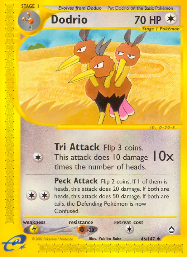 Dodrio card from Aquapolis, number 46/147
