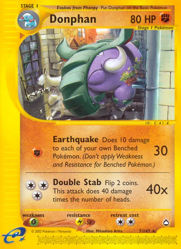Donphan card from Aquapolis, number 7/147